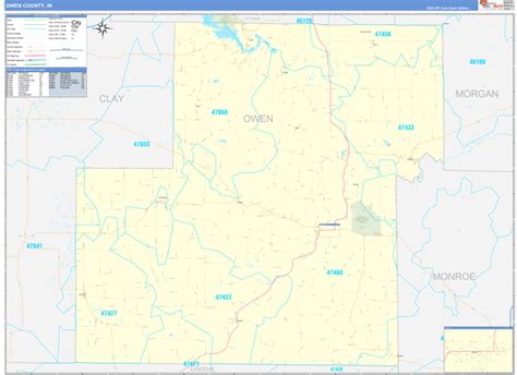 Owen County In Zip Code Wall Map Basic Style By Marketmaps Mapsales