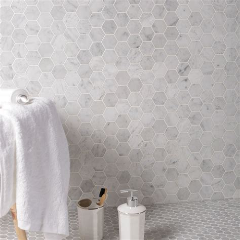 Italian Carrara White Marble 2 Inch Hexagon Mosaic Tile Diflart