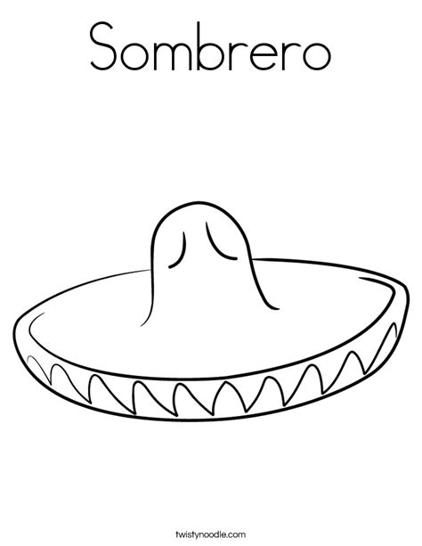 Coloring page of sombrero mexican hat, printable fiesta line drawing or digital stamp. Sombrero Coloring Page - Twisty Noodle