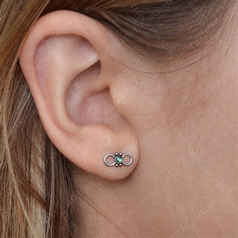 Surgical Steel Tragus Stud With Cz Gemstone Works For Nose Etsy