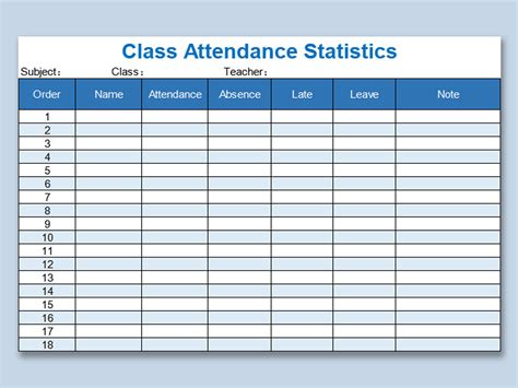 Excel Of Class Attendance Statisticsxls Wps Free Templates