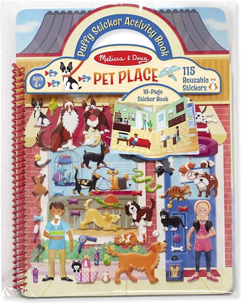 Melissa And Doug Pet Place Puffy Sticker Activity Book Reusable Puffy