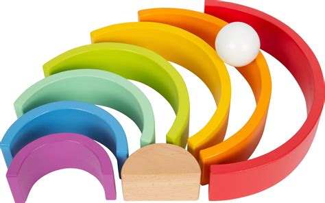 Dynamic Stacking Wooden Rainbow Toy With Vibrant Colours Arches Are