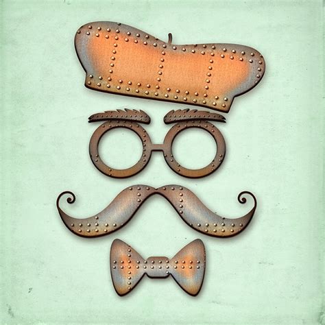 Steampunk Mustache Clipart Mustaches Hats Glasses Etsy