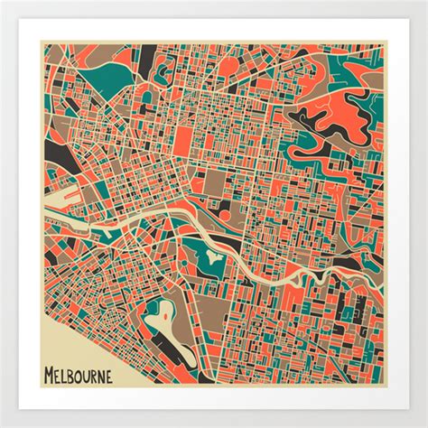 18x18 Retro City Map By Jazzberry Blue