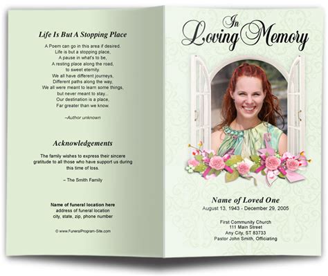 Window Funeral Program Template Changeable Color The Funeral