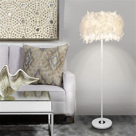 A pièce de résistance among standing lamps, this lighting work of art commands attention to its exquisite design and intricate craftsmanship. Feather Drum Shade Floor Lamp Modern Style 1-Light Floor Lighting in Multi Colors for Liv… in ...