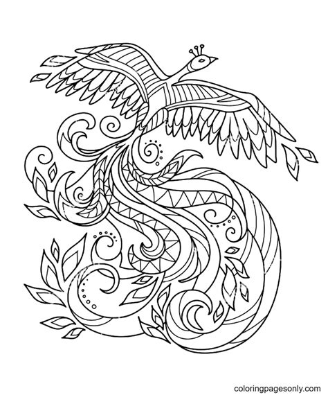 Adult Coloring Pages Phoenix Bird