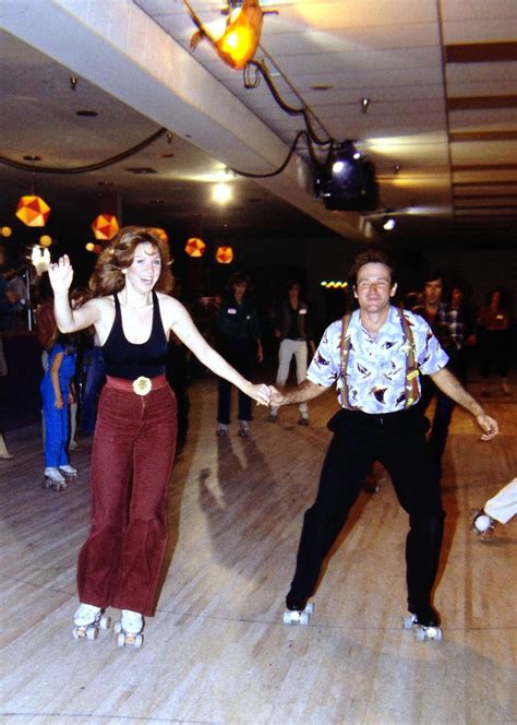 Marilu Henner And Robin Williams Roller Skating At A Party In Hollywood