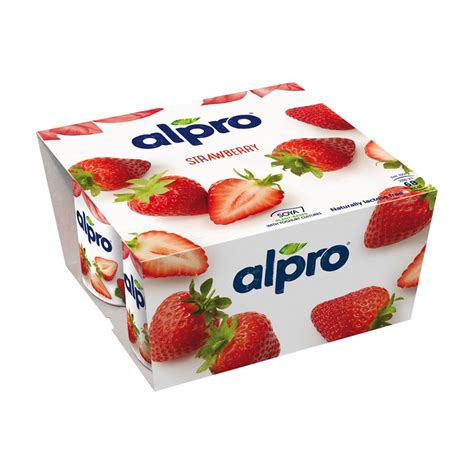 Yofu Alpro Soya Strawberry Dessert 4x125g Flavoured Creamy Vegan Alternatives Fermented