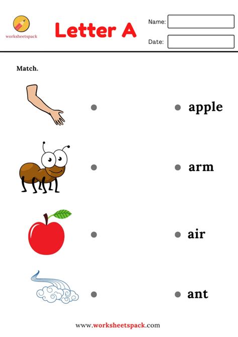 Matching Words To Pictures Worksheets A To Z Worksheetspack