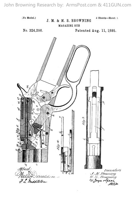 John Browning Us Patent 324296 Drawing 1