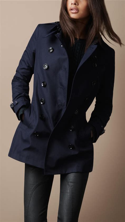 Burberry Brit Short Cotton Trench Coat In Blue True Navy Lyst