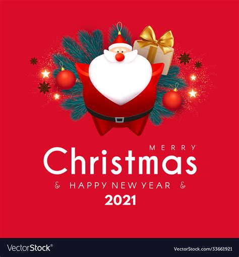 Merry Christmas And Happy New 2021 Year Design Vector Image