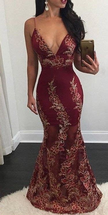 burgundy mermaid prom dresses appliques sexy backless v neck sheer evening gowns on luulla