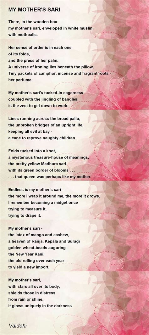 My Mothers Sari My Mothers Sari Poem By Vaidehi
