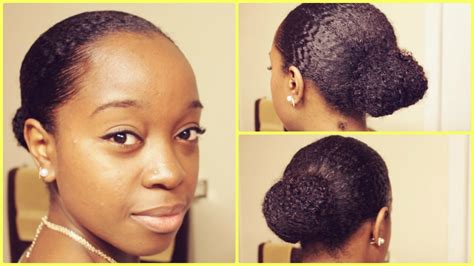 Quick And Easy Sleek Bun On Natural Hair Youtube