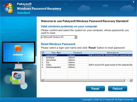 Bypass Windows XP Password Main Window Bypass Windows XP Password