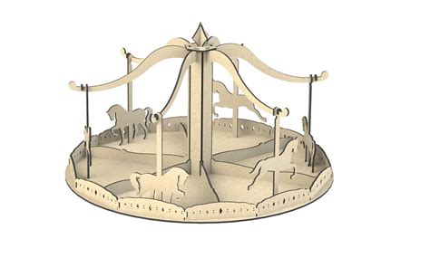 Laser Cut Carousel Dxf Plan Wooden Toy Template 754