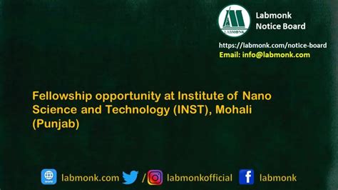 Fellowship Opportunity At Institute Of Nano Science And Technology