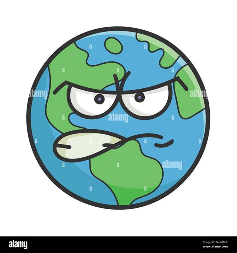 Mad Planet Earth Cartoon Illustration Isolated On White Stock Vector
