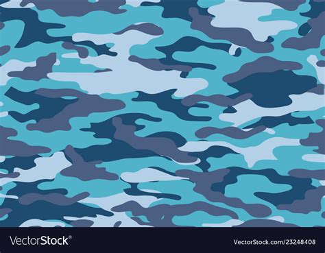 Camouflage Pattern Background Blue Color Style Vector Image