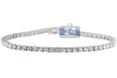 Womens Vs1 F Round Cut Diamond Tennis Bracelet 18k White Gold