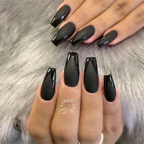 Nailartdesigns Black Acrylic Nails Matte Black Nails Black Nail