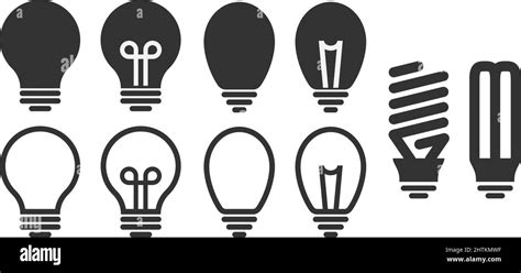 Light Bulb Icon Set Simple Flat Lightbulb Symbols Isolated On White