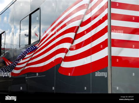 An Expertly Airbrushed American Flag On The Side Of A Camper Painted To