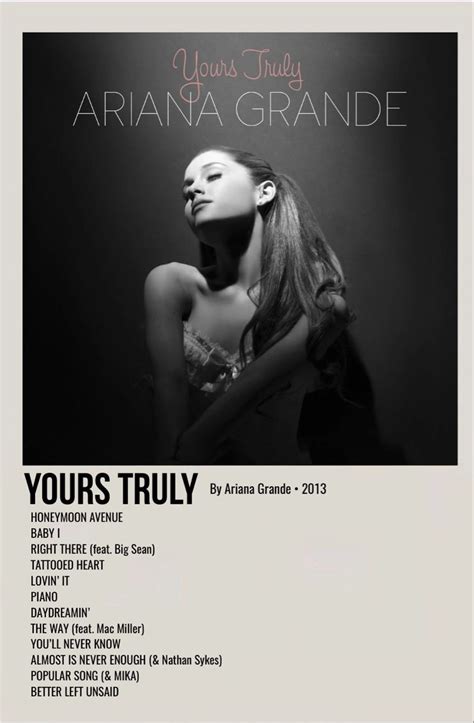 An Advertisement For Ariana Grandee S Album Yours Truly