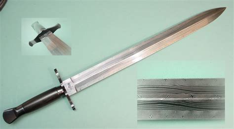 Damascus Short Sword Or Long Dagger Knives For Sale