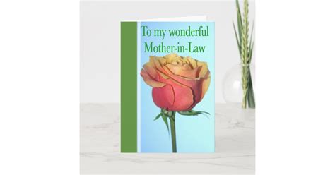 Mother In Law Mothers Day With Rose Greeting Card