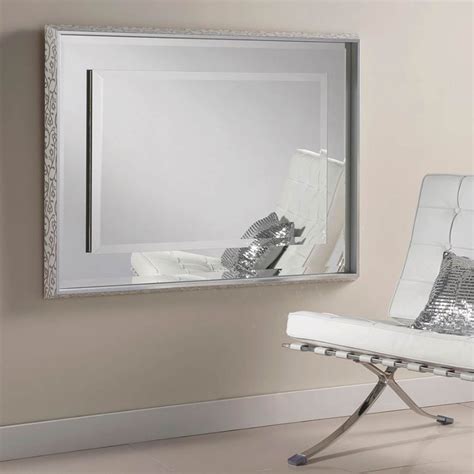 White And Silver Rectangular Wall Mirror Homesdirect365