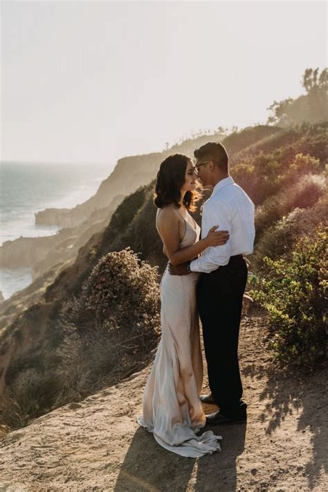 Beach Cliff Elopement Inspiration In Malibu Ca Kate And Miko Wandering Weddings