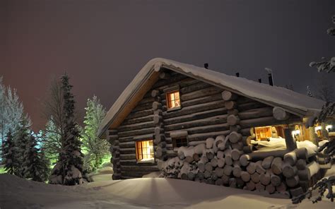Log Cabin In Snow Wallpaper Wallpapersafari