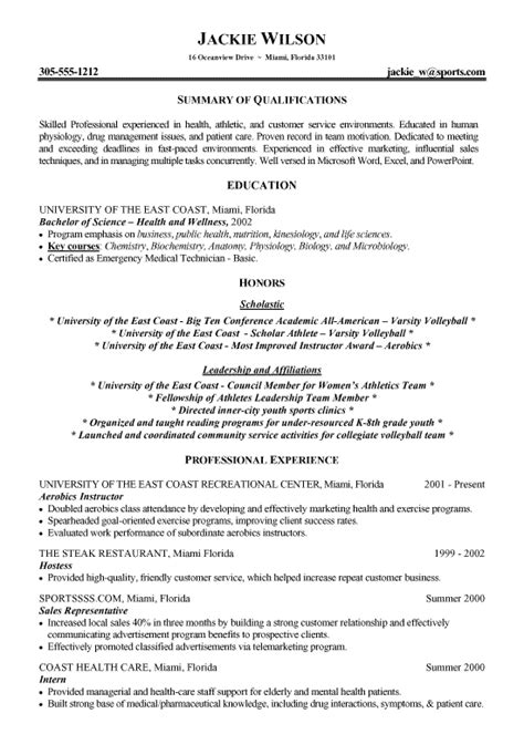 How to write a resume that will get you the job? Athletics Health Fitness Resume Example