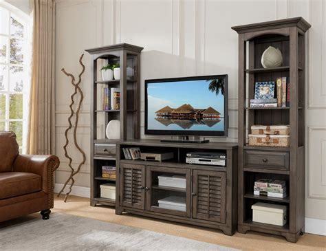 Alois 3 Piece Distressed Gray Wood Rustic 55w Entertainment Center