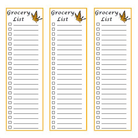 Cute Grocery List Printable