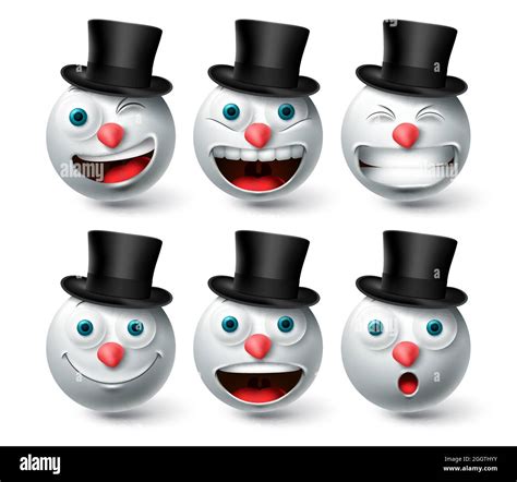 Christmas Snowman Emoji Vector Set Emojis Smiley Snow Man Wearing