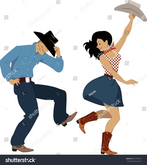 Cowboy Cowgirl Dancing Country Western Dance Stock Vector 257295313
