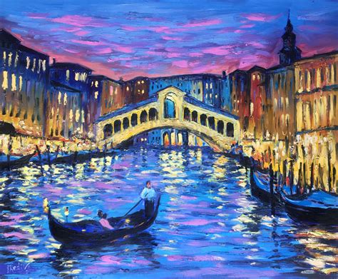 Romantic Venice Night Reflections By Irina Redine Paintings For