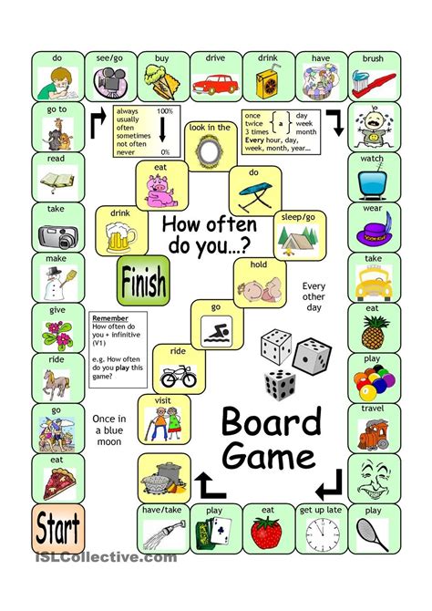 Board Game How Often Speaking Games English Games English Grammar