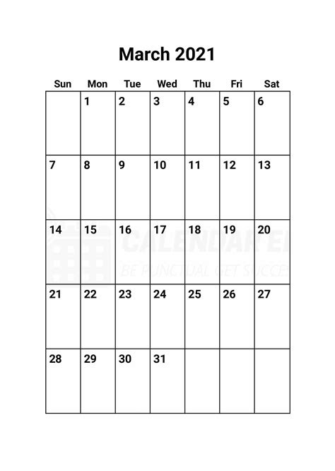 March 2021 Calendar Printable With Notes