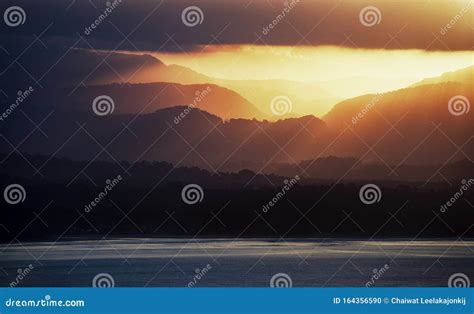 Sunset Over Over Byron Bay Australia Stock Photo Image Of Mountains