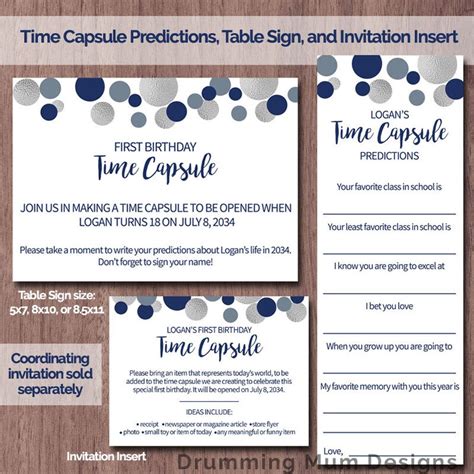 Time Capsule First Birthday 1st Printable Time Capsule Etsy