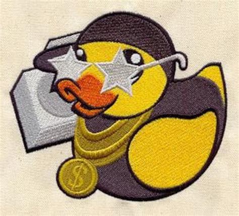 Embroidered Patch Gangsta Duckie Rubber Ducky Sew Or