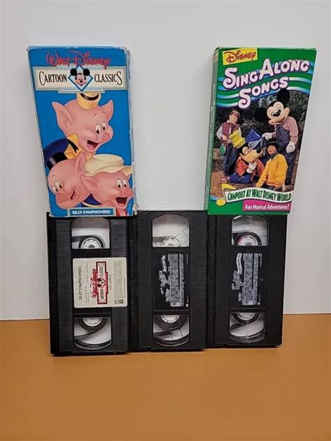 Walt Disney Vhs Lot Tapes Cartoon Classics Sing Along Songs Mickey Mouse Mini Picclick
