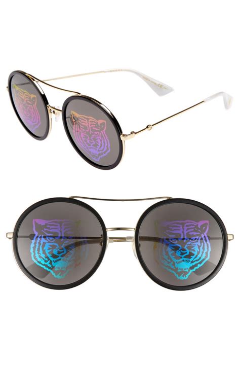 gucci 56mm round mirrored aviator sunglasses nordstrom