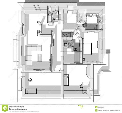 An interior design application to draw house plans & arrange furniture. Skizze Der Wohnung 3d Stockfotos - Bild: 23993523
